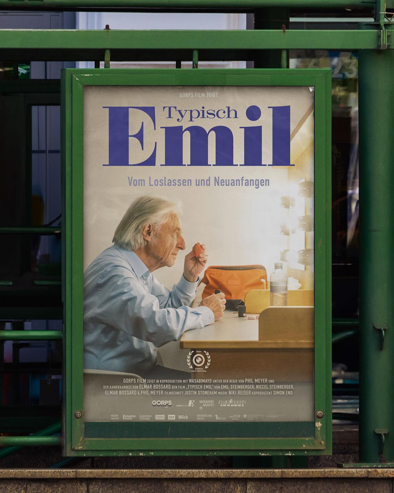 Offizielles Filmplakat zum Dokumentarfilm Typsich Emil. 